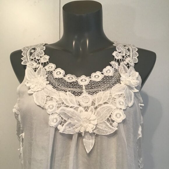 Minkas Flowy Sleeveless Lace Babydoll Mini Dress Size M - Picture 2 of 11